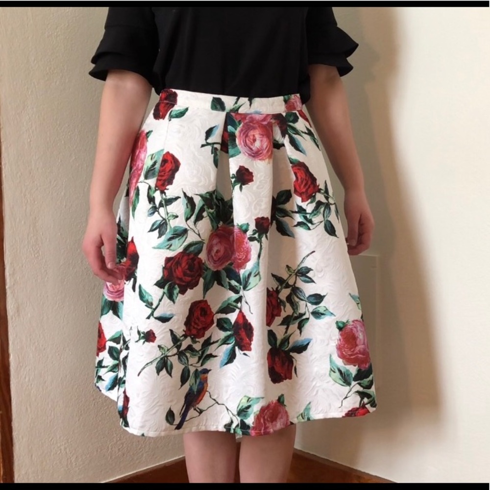 Vintage Inspired Floral Midi Skirt
